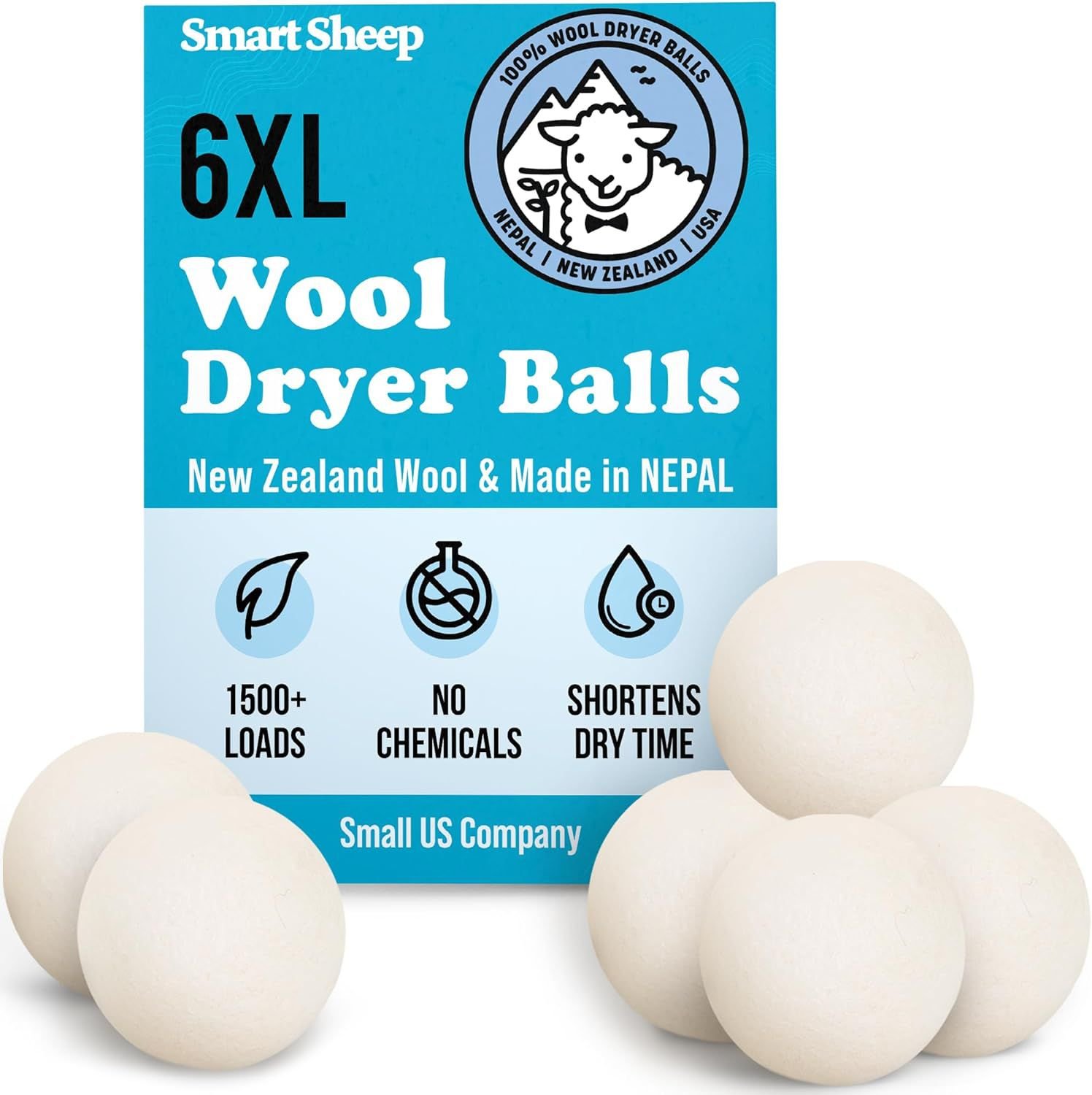 Smart Sheep 6-Pack Wool Dryer Balls