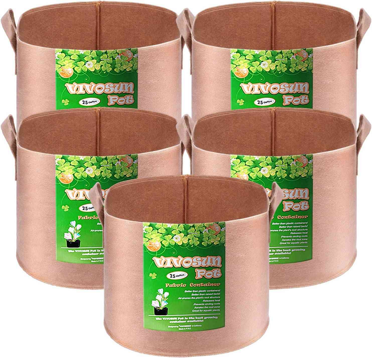 VIVOSUN 5-Pack 25 Gallons Grow Bags