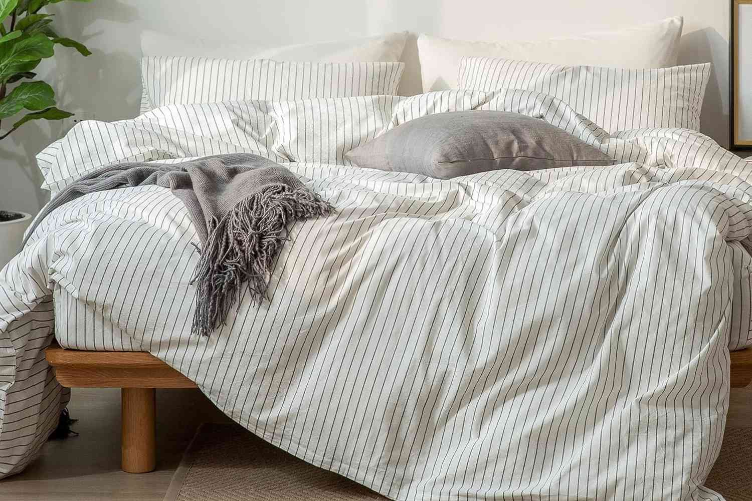  MooMee Bedding Duvet Cover Set 100% Washed Cotton Linen