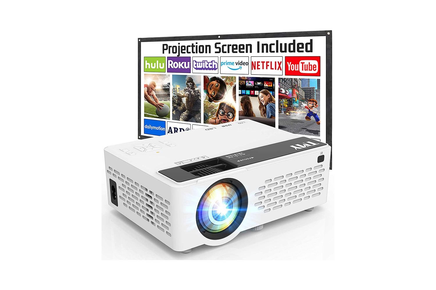 TMY Projector 7500 Lumens with 100 Inch Projector Screen