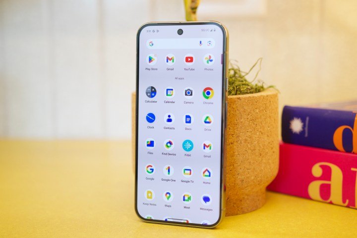 Front of PIxel 9 Pro XL showing apps.
