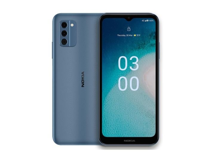 Front and rear views of the Nokia C300 against a white background.