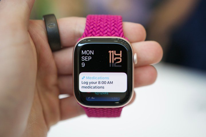 The Apple Watch Series 10 showing the widgets available.