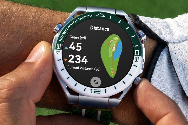 A promotional image of the Huawei Watch Ultimate Fairway Edition.