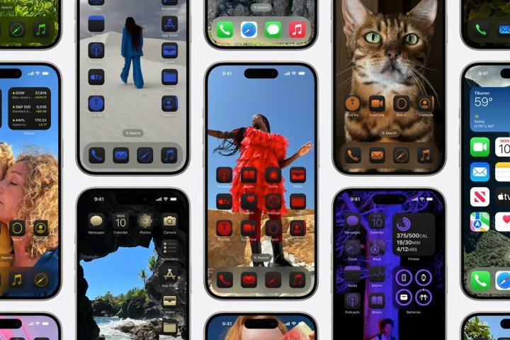 Examples of how iOS 18's home screen can be customized.