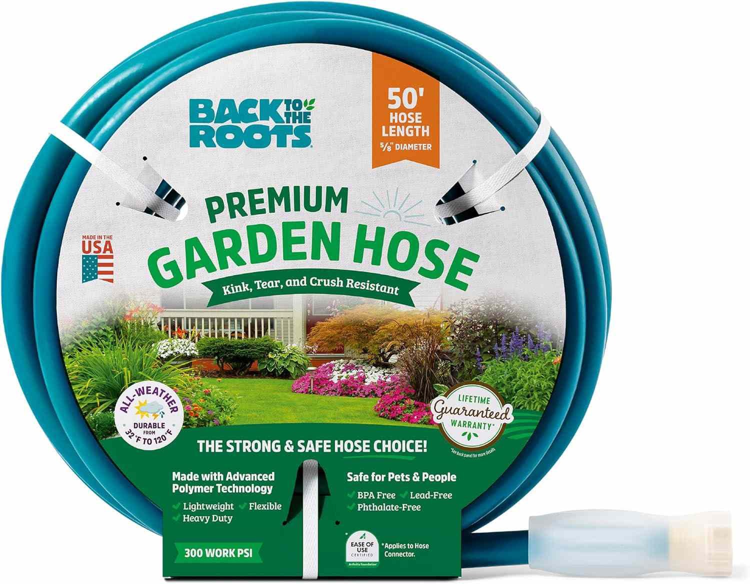 Back to the Roots Kink Resistant, BPA-Free Garden Hose