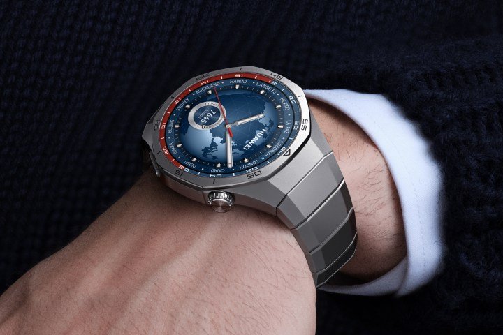 A promotional image showing the Huawei Watch GT 5 Pro.