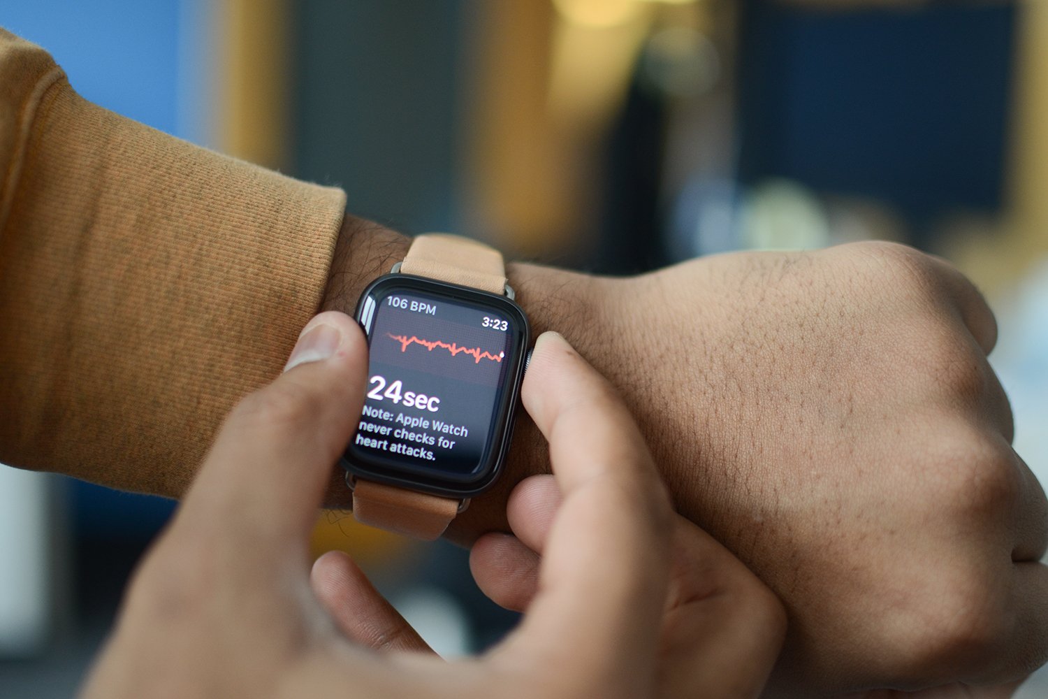 The ECG function on an Apple Watch.