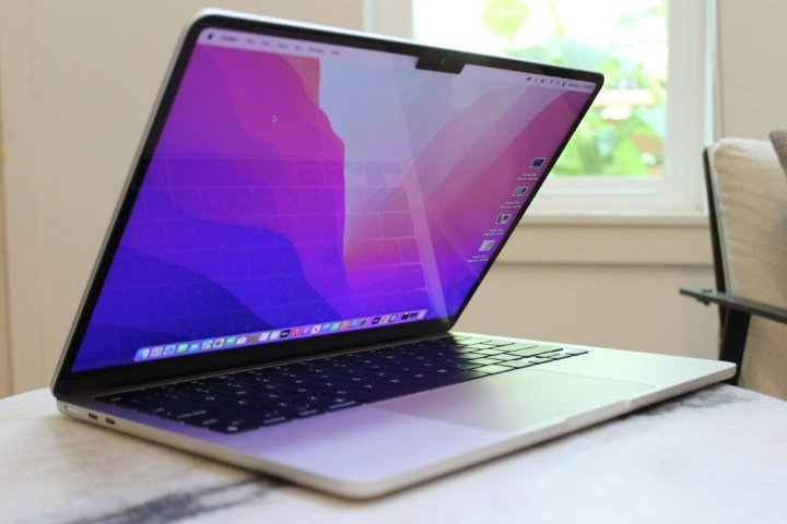 The screen of the MacBook Air on a table.