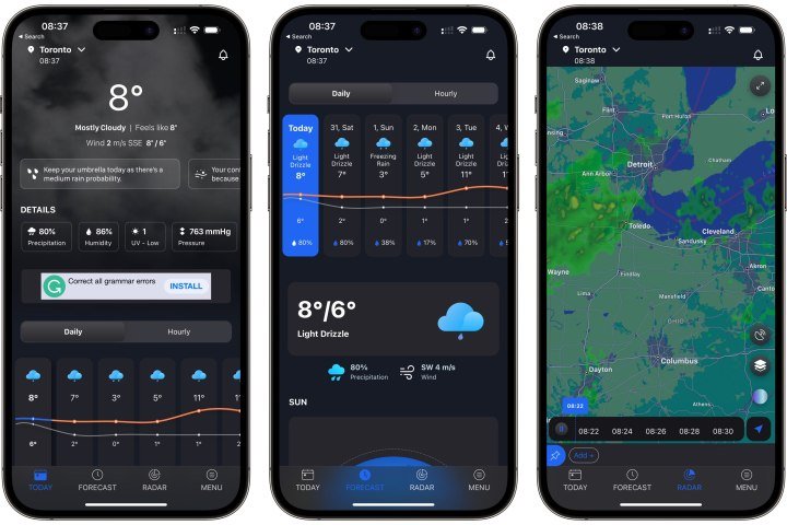1Weather app for iPhone.