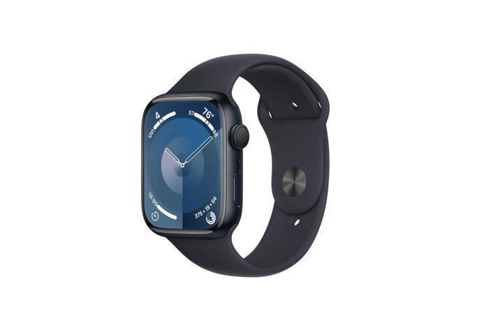 A dark blue Apple Watch Series 9 smartwatch on a white background.