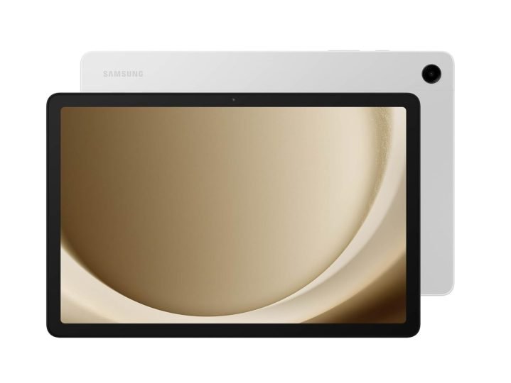 The silver variation of the Samsung Galaxy Tab A9+.