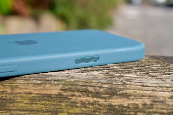 The Camera Control on the Apple iPhone 16 Plus. in the official Apple Silicone case.