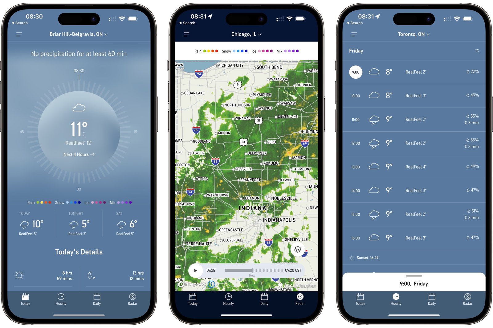 Accuweather app for iPhone.