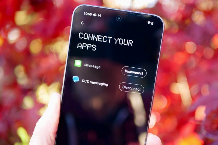 Connection to both RCS and iMessage in the Nothing Chats app.