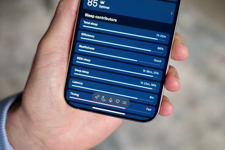 The Oura Ring app on an iPhone 16 Pro Max, showing the new quick access switcher.