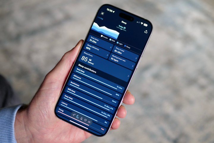 The Oura Ring app on an iPhone 16 Pro Max, showing the Sleep screen.