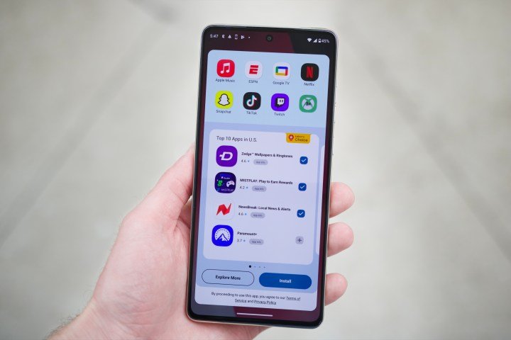 Someone holding the Moto G Stylus 5G (2024).