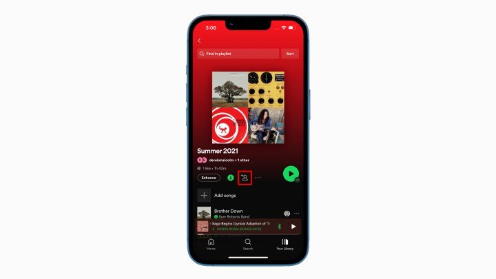 How to add collaborators to Spotify using the mobile app.