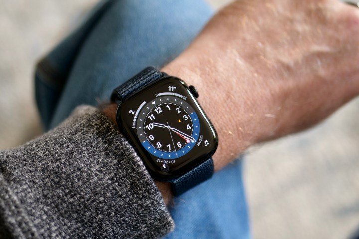 A person wearing the Apple Watch Series 10.