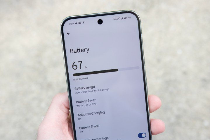 Battery page on the Google Pixel 9 Pro XL.