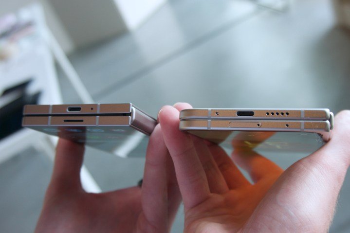 The Google Pixel 9 Pro Fold next to the Samsung Galaxy Z Fold 6.