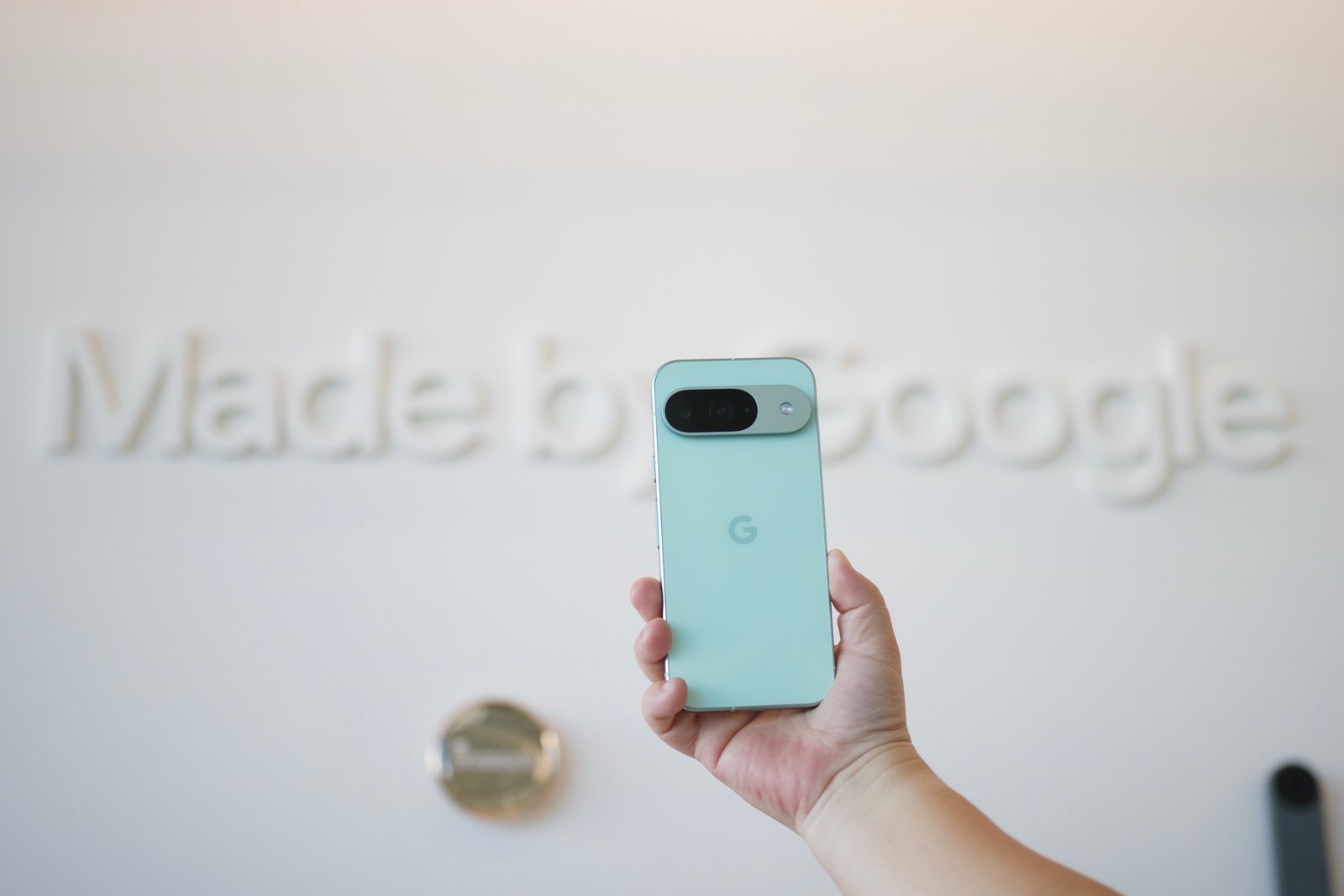 Someone holding the Google Pixel 9.