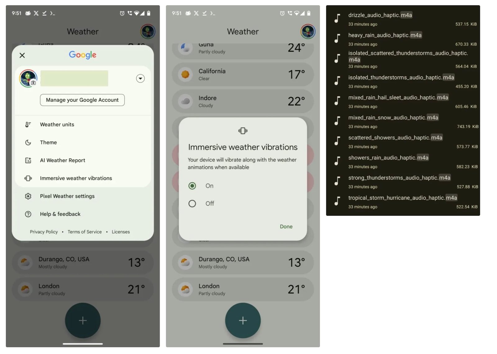 New Pixel Weather immersive feature.