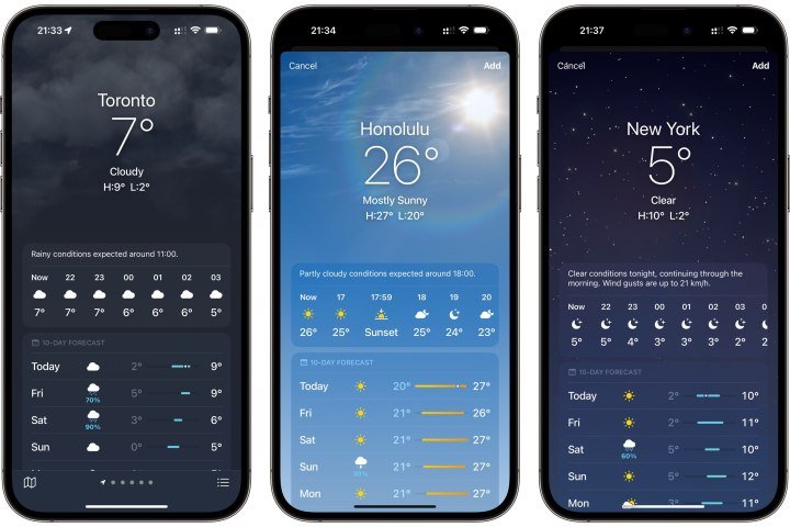 Apple Weather app app for iPhone.