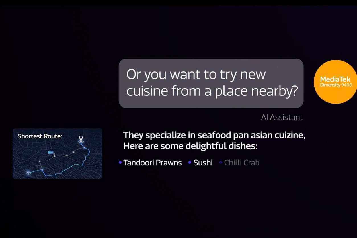 Agentic AI conversation on MediaTek Dimensity 9400 SoC.