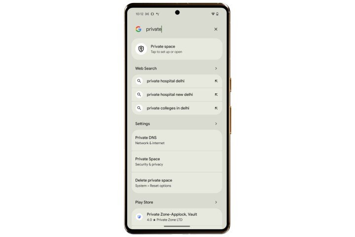 Looking up private on android 15.