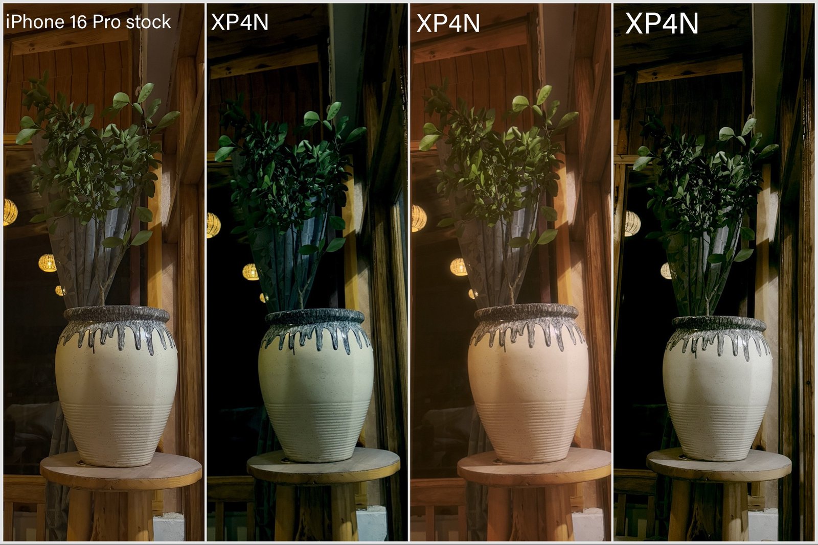 Side by side comparison of Pickens clicked from iPhone’s stock camera and XP4N apps.