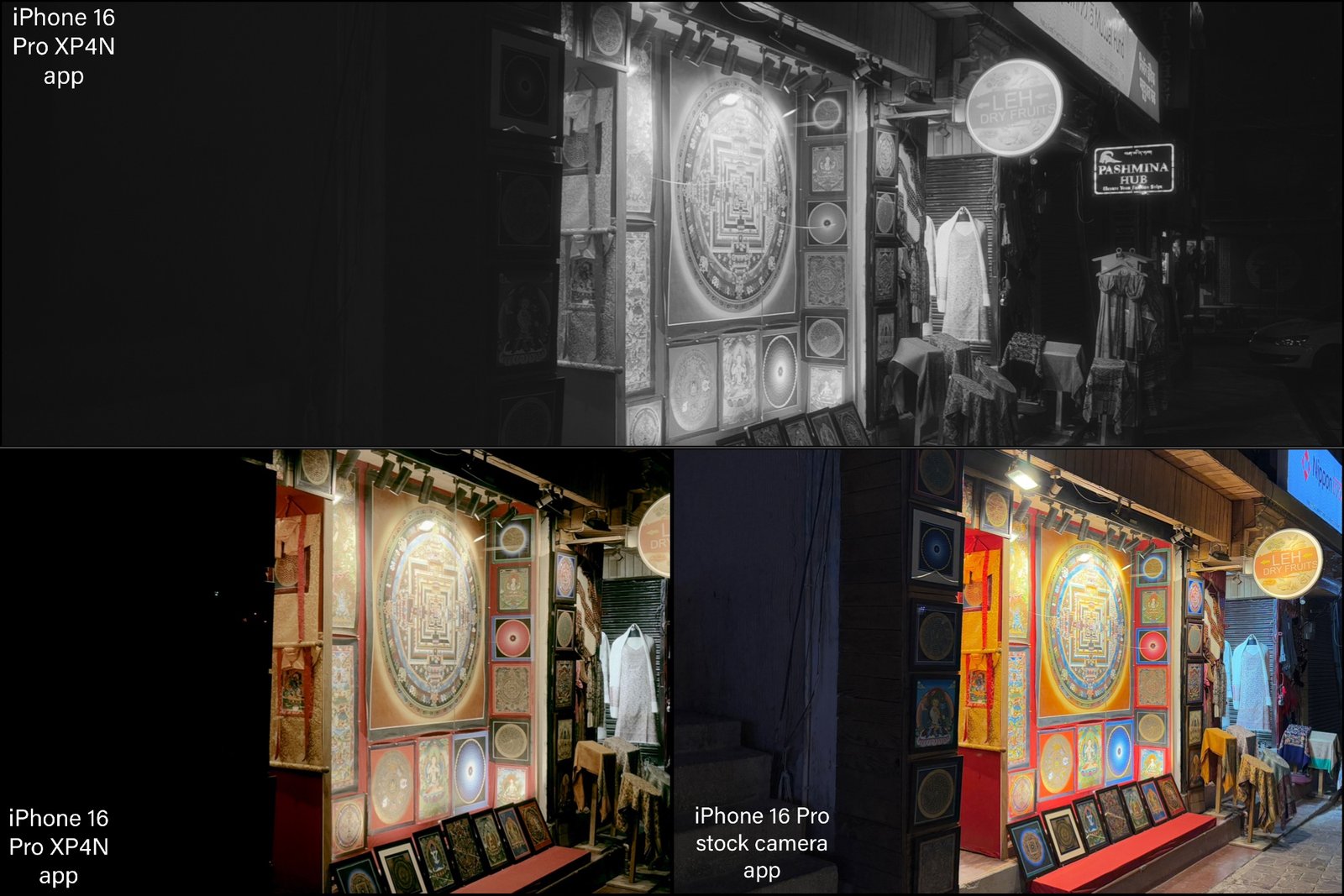 Comparison of pictures clicked by Apple’s stock camera app and XP4N app.
