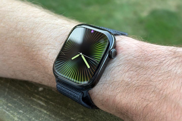 Someone wearing the Apple Watch Series 10 and resting their arm