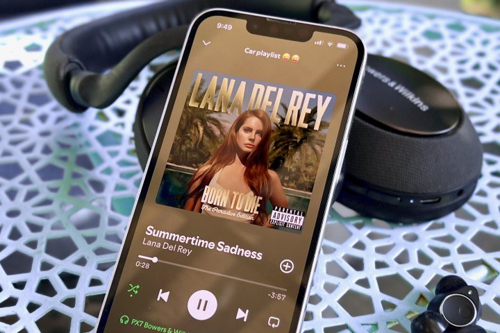 The Spotify app on an iPhone with Lana Del Ray playing.