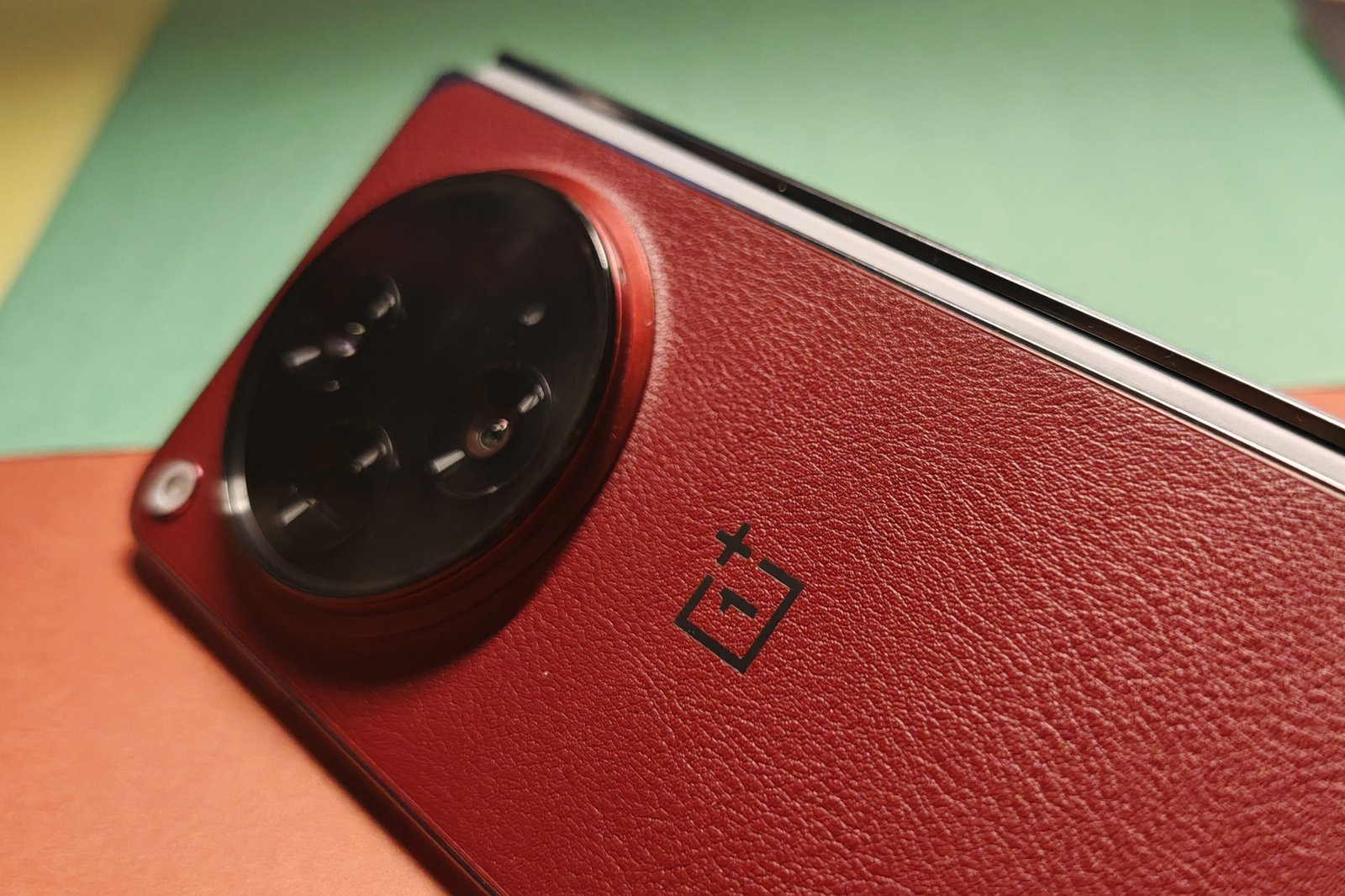 Rear leather panel on the OnePlus Open Apex Edition.