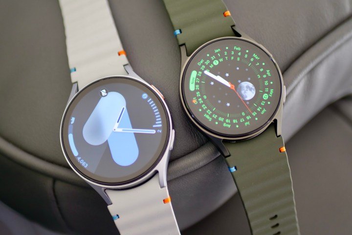 The Samsung Galaxy Watch 7 in both 44mm and 40mm sizes.