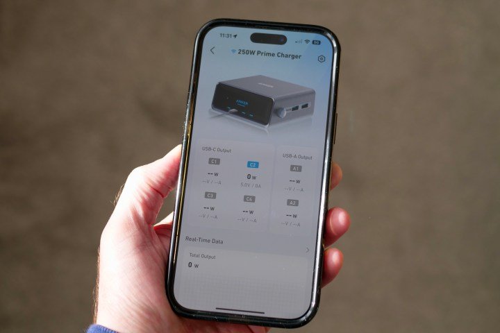 The Anker Prime 250W Charging Station's app.
