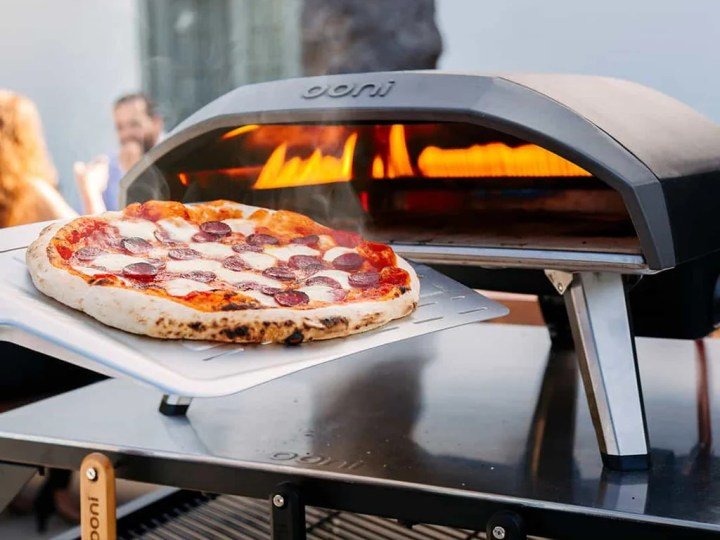 Ooni Koda 16 Gas Powered Pizza Oven with pizza being cooked