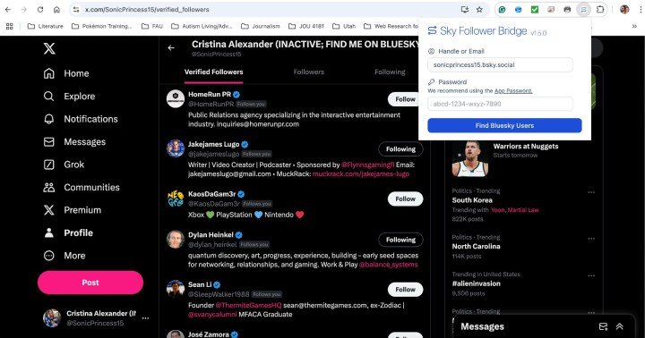 Sky Follower Bridge on Twitter Follower tab.