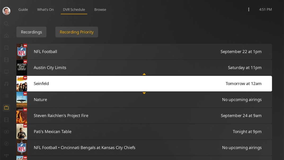 Plex Recording Priority menu