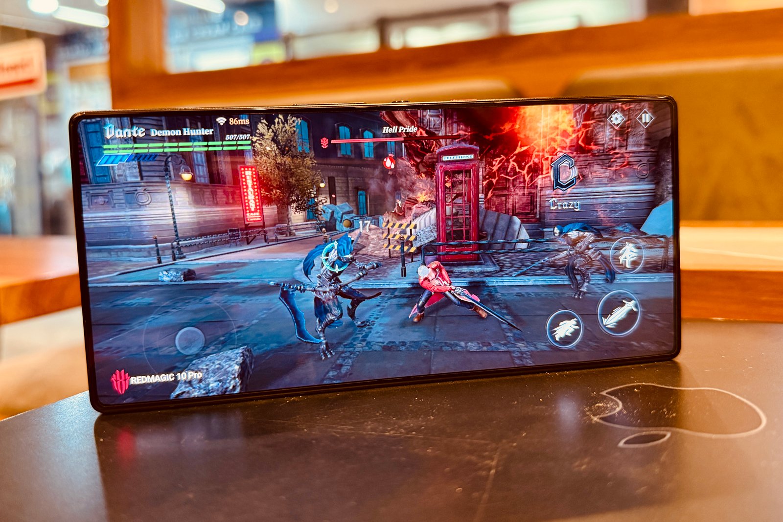 Playing Devil May Cry on Red Magic 10 Pro.
