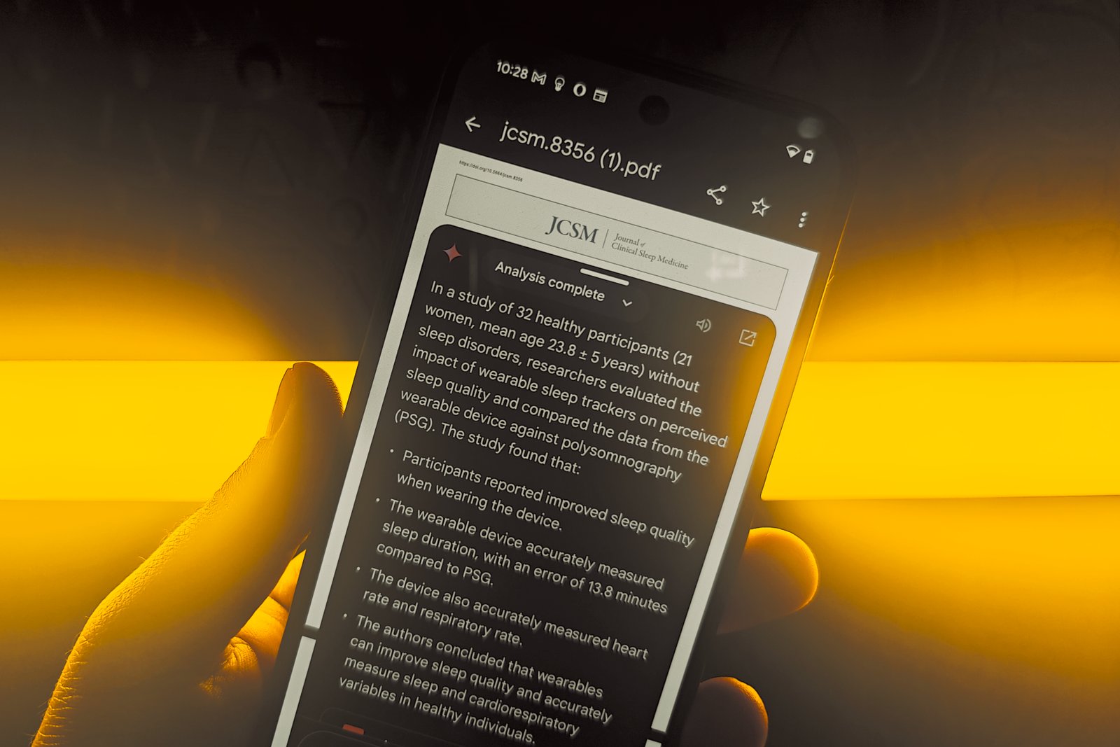 step of Gemini processing a PDF in Files by Google app.