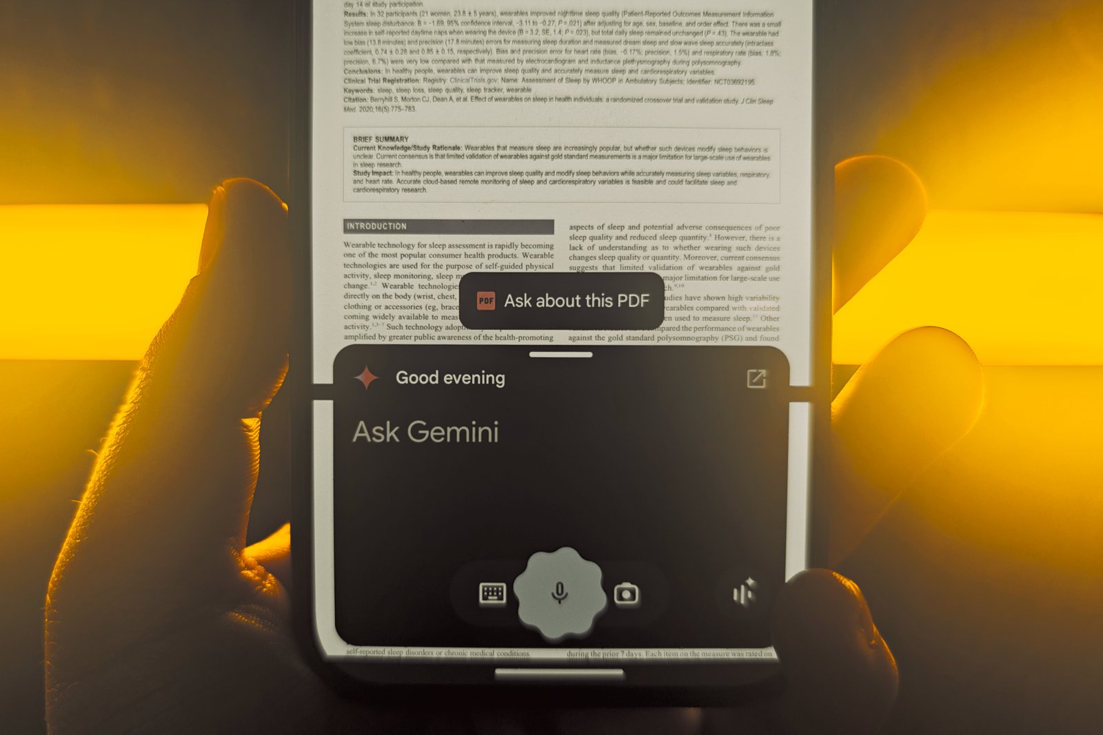 First step of Gemini processing a PDF in Files by Google app.