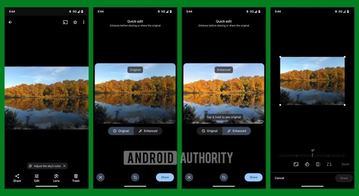 Google Photos Quick Edit screenshots.