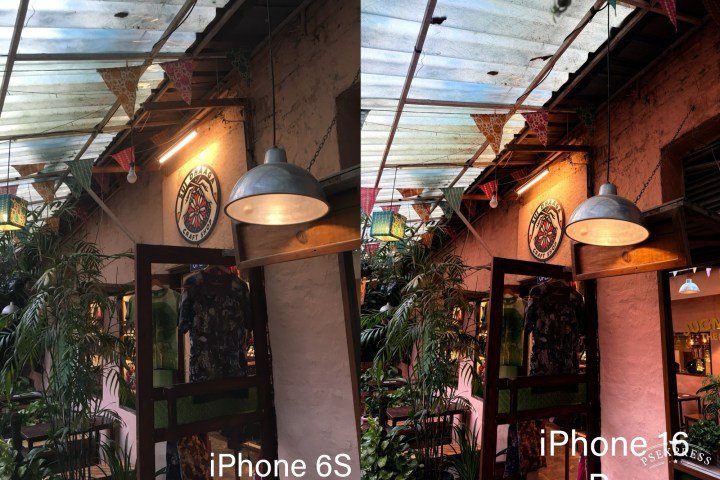 Comparison of pictures taken by iPhone. 16 Pro and iPhone 6S in an alley.