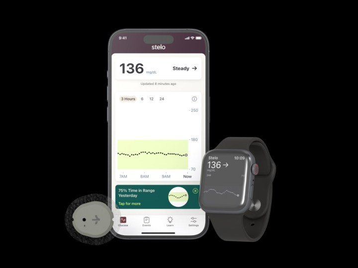 The Dexcom Stelo, its app and an Apple Watch