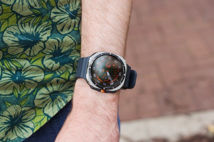 Someone wearing the Samsung Galaxy Watch Ultra.