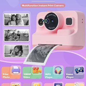 Dylanto Kids Camera Instant Print,1080P Kids Instant Cameras That Print Photos,Christmas Birthday Gifts for Girls Age 3-12,Portable Toy for 3 4 5 6 7 8 9 10 Year Old Girls Boys…