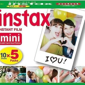 Fujifilm Instax Mini Instant Film, 10 Sheets x 5 Packs (Total 50 Shoots)